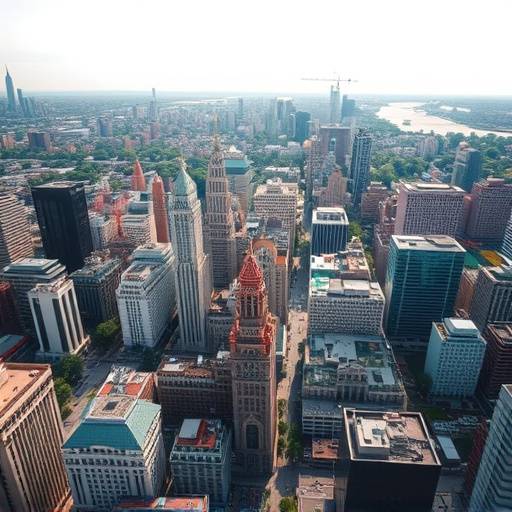 Vista aérea de un paisaje urbano capturada con un dron